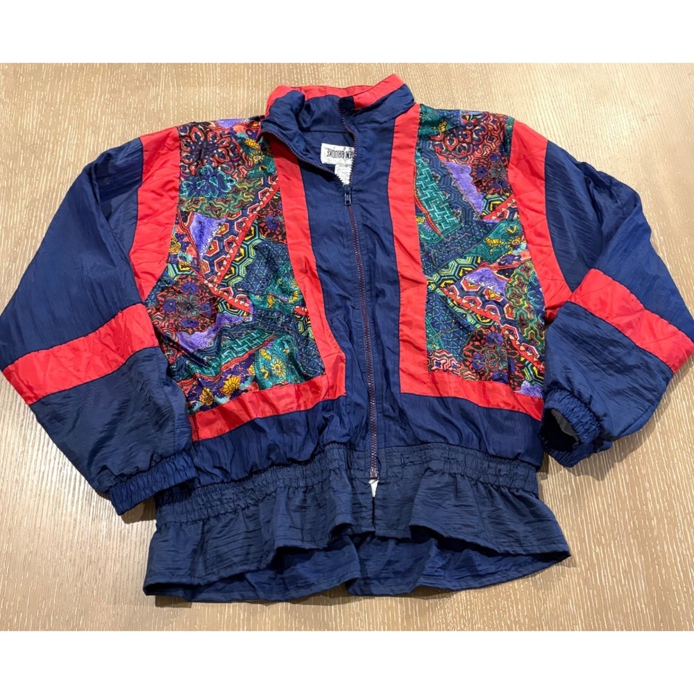 Vintage Lauren Brooke Abstract Print Windbreaker Jacket Retro 90s Women's M EUC